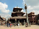 Kathmandu Bhaktapur 08 Dattatreya Temple With Garuda Column In Front 